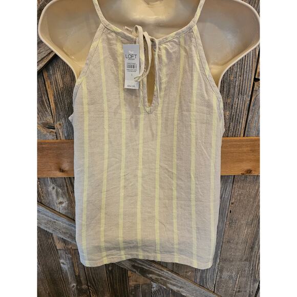NWT Ann taylor linen blend summer tank career casual layering beige yellow Small - Picture 3 of 8